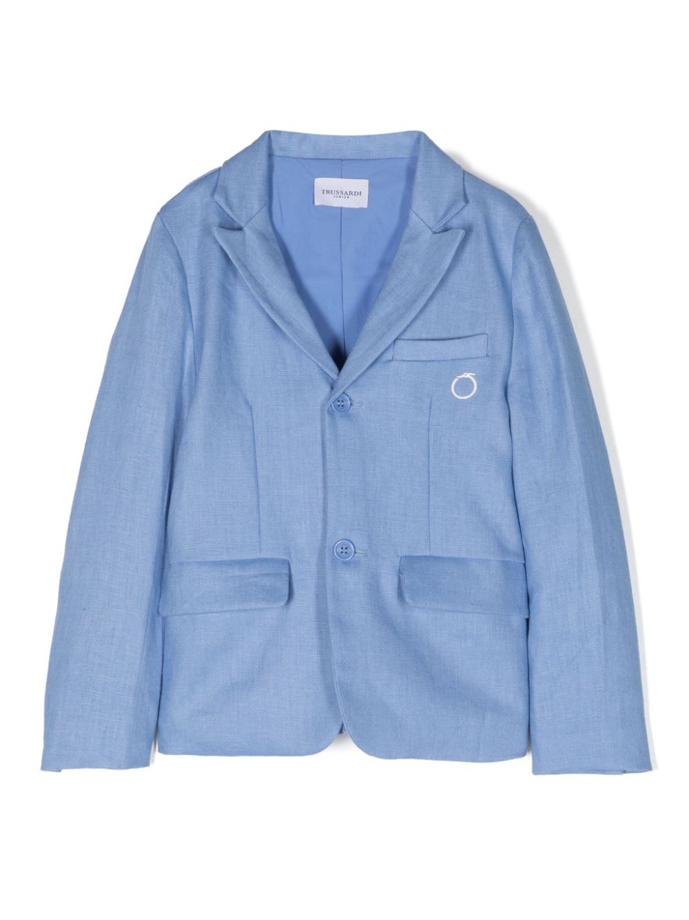 TRUSSARDI JUNIOR logo-embroidered linen blazer - Blue von TRUSSARDI JUNIOR