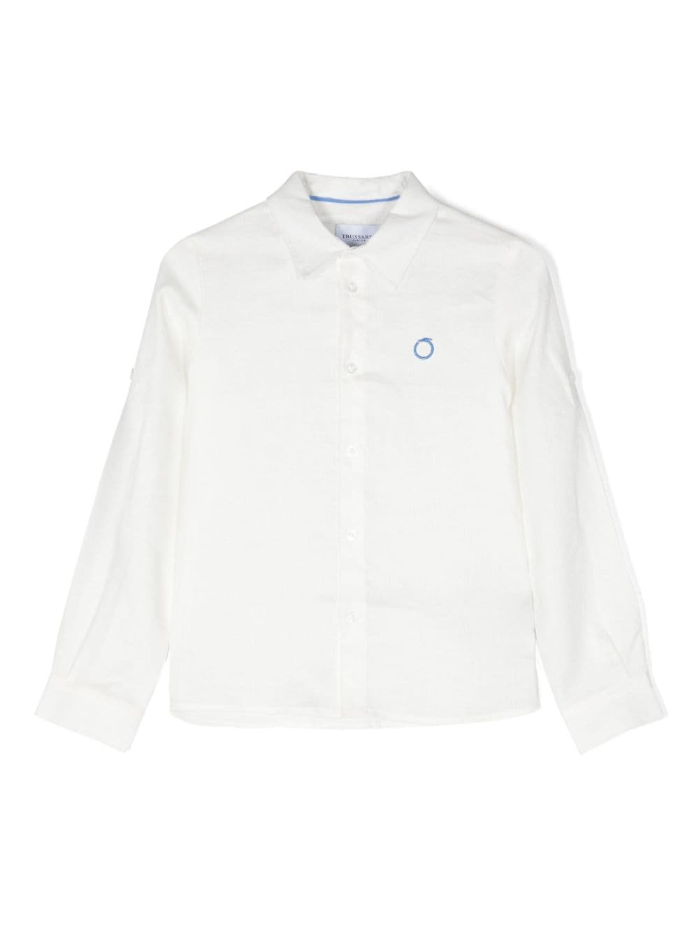 TRUSSARDI JUNIOR logo-embroidered linen shirt - White von TRUSSARDI JUNIOR