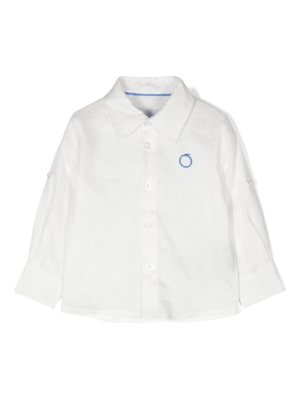 TRUSSARDI JUNIOR logo-embroidered linen shirt - White von TRUSSARDI JUNIOR