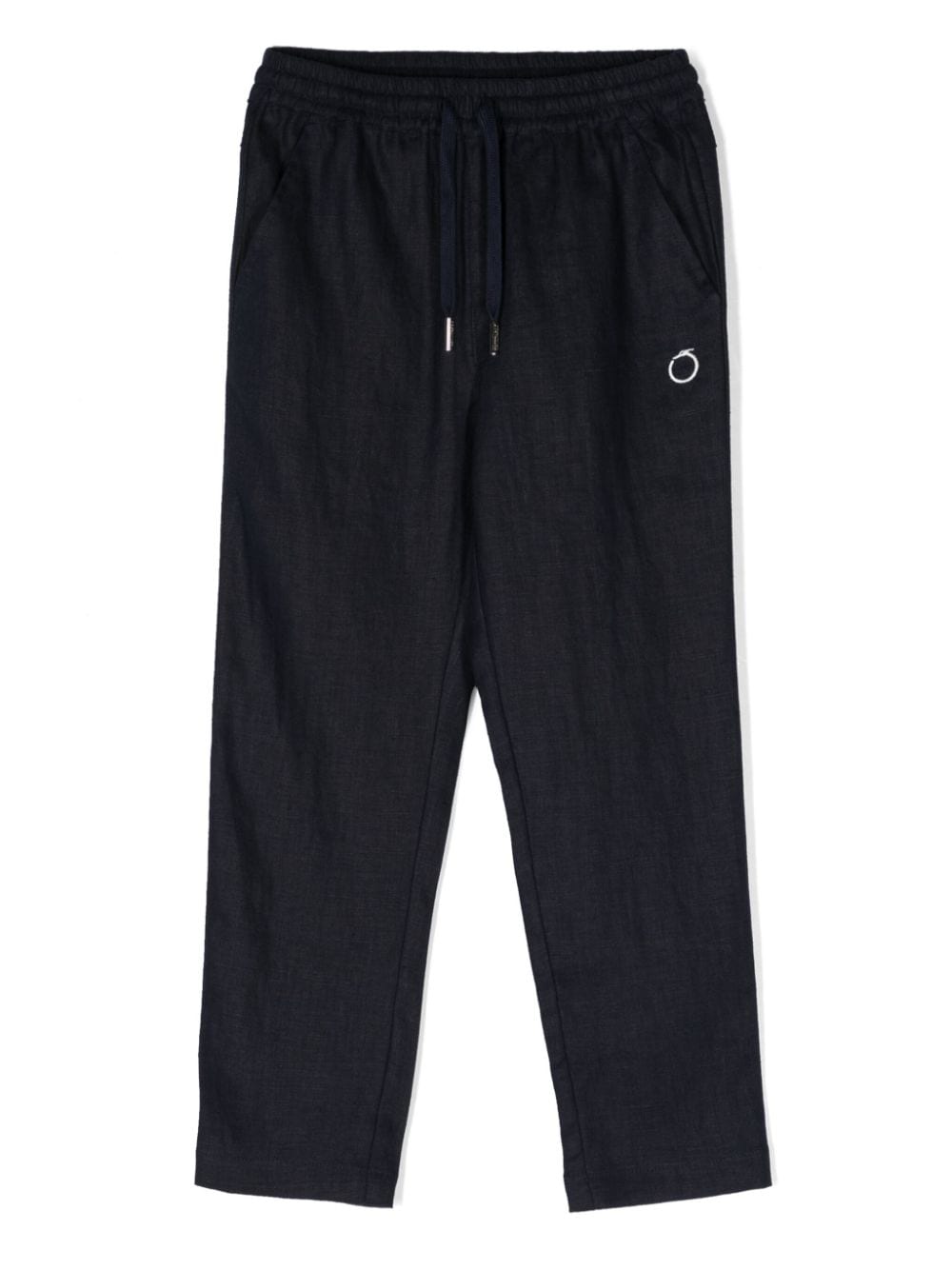 TRUSSARDI JUNIOR logo-embroidered linen trousers - Blue von TRUSSARDI JUNIOR