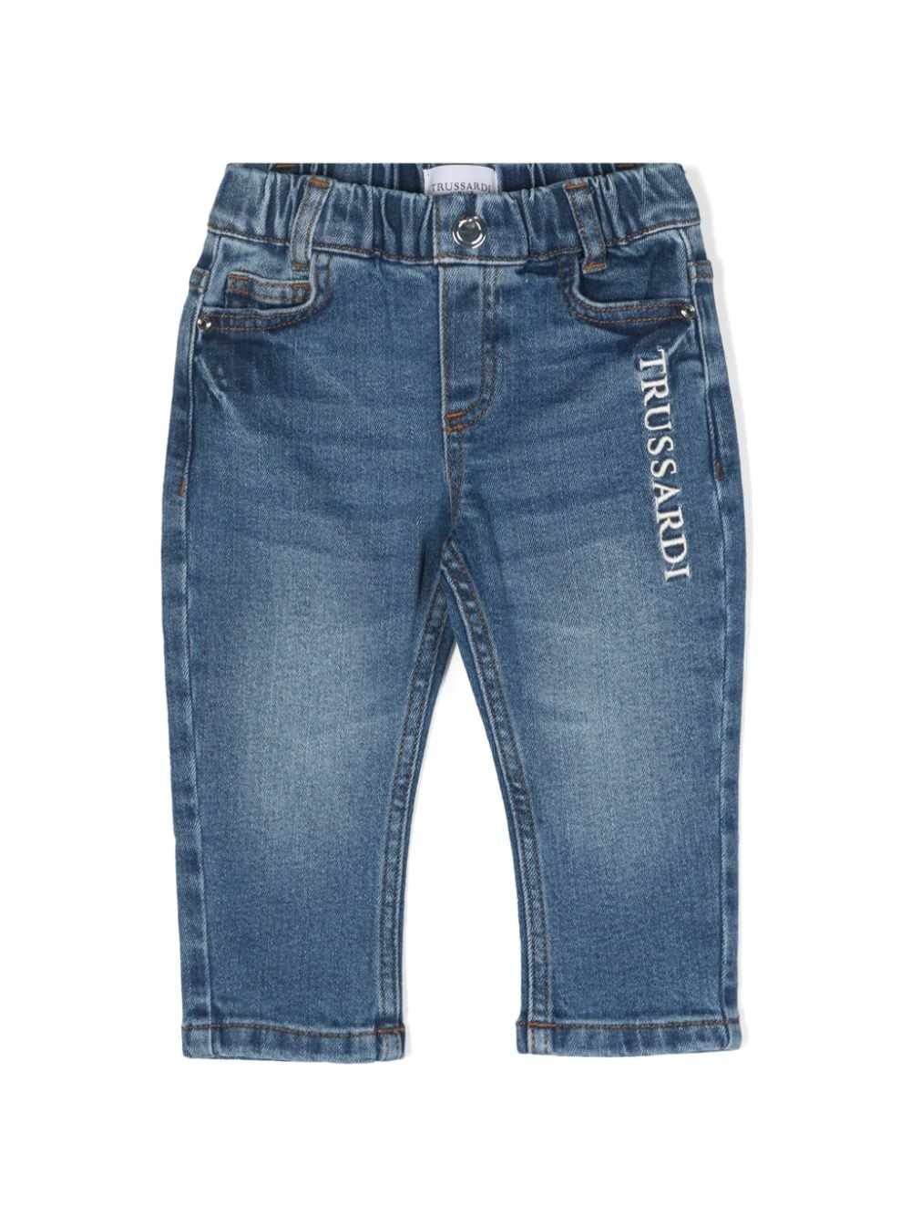 TRUSSARDI JUNIOR logo-embroidered tapered jeans - Blue von TRUSSARDI JUNIOR