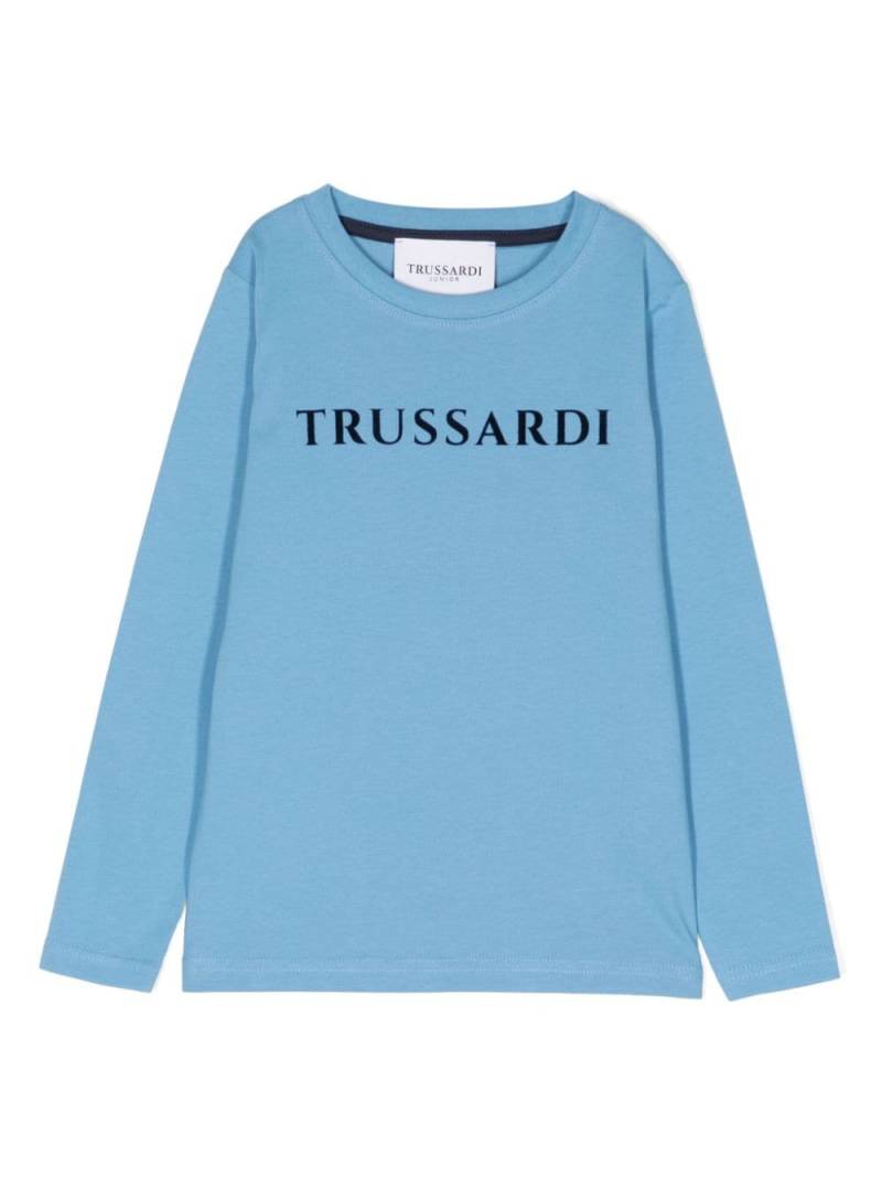 TRUSSARDI JUNIOR logo-print long sleeve T-shirt - Blue von TRUSSARDI JUNIOR