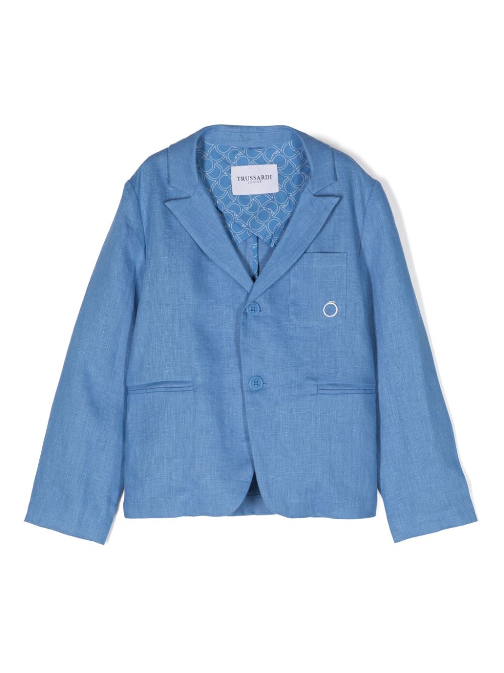 TRUSSARDI JUNIOR single-breasted linen blazer - Blue von TRUSSARDI JUNIOR