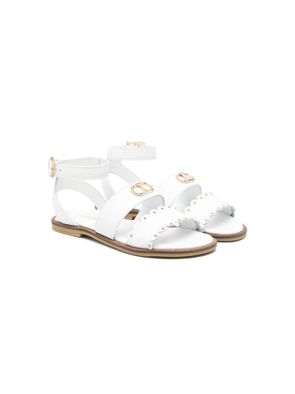 TWINSET Kids Oval T leather sandals - White von TWINSET Kids