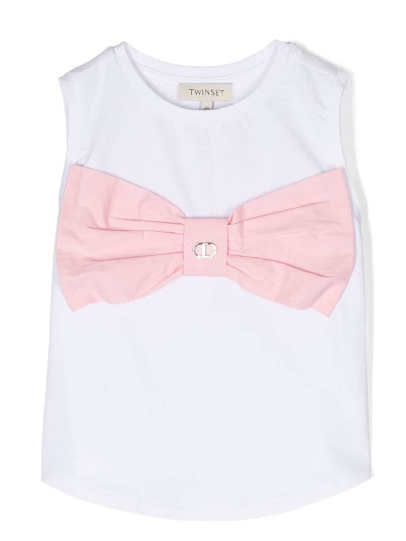 TWINSET Kids bow-detail crew neck vest - White von TWINSET Kids