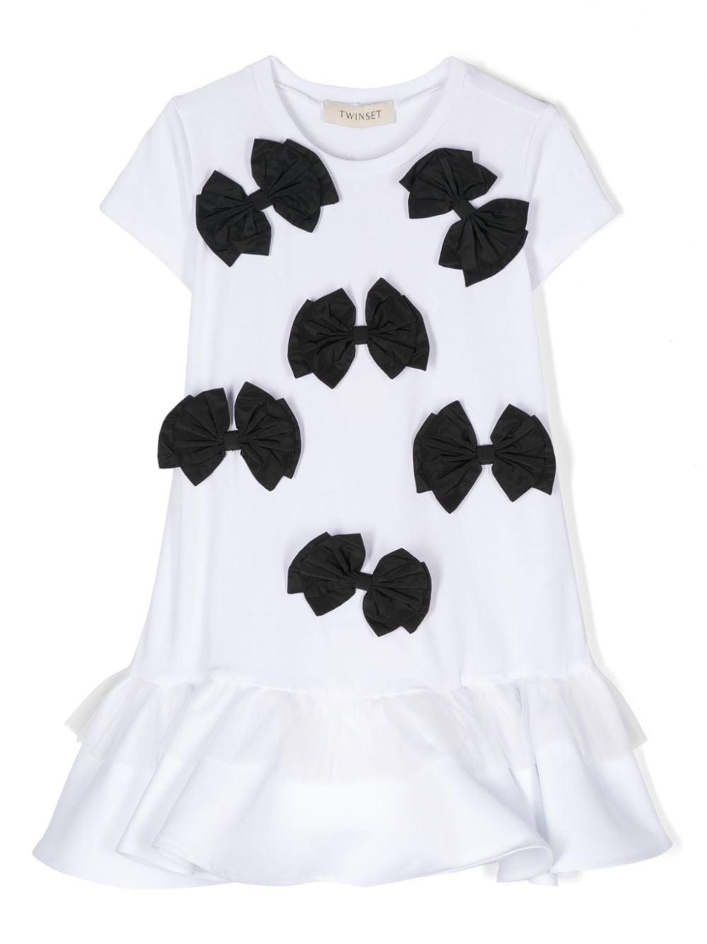 TWINSET Kids bow-detailing peplum dress - White von TWINSET Kids