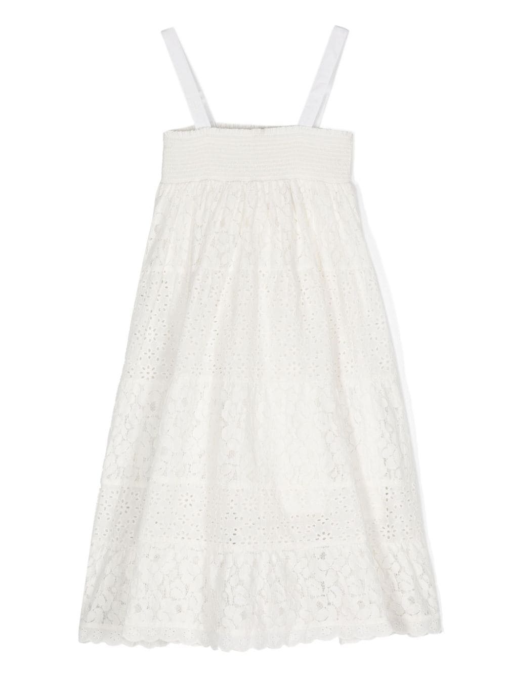 TWINSET Kids broderie anglaise laced midi dress - White von TWINSET Kids