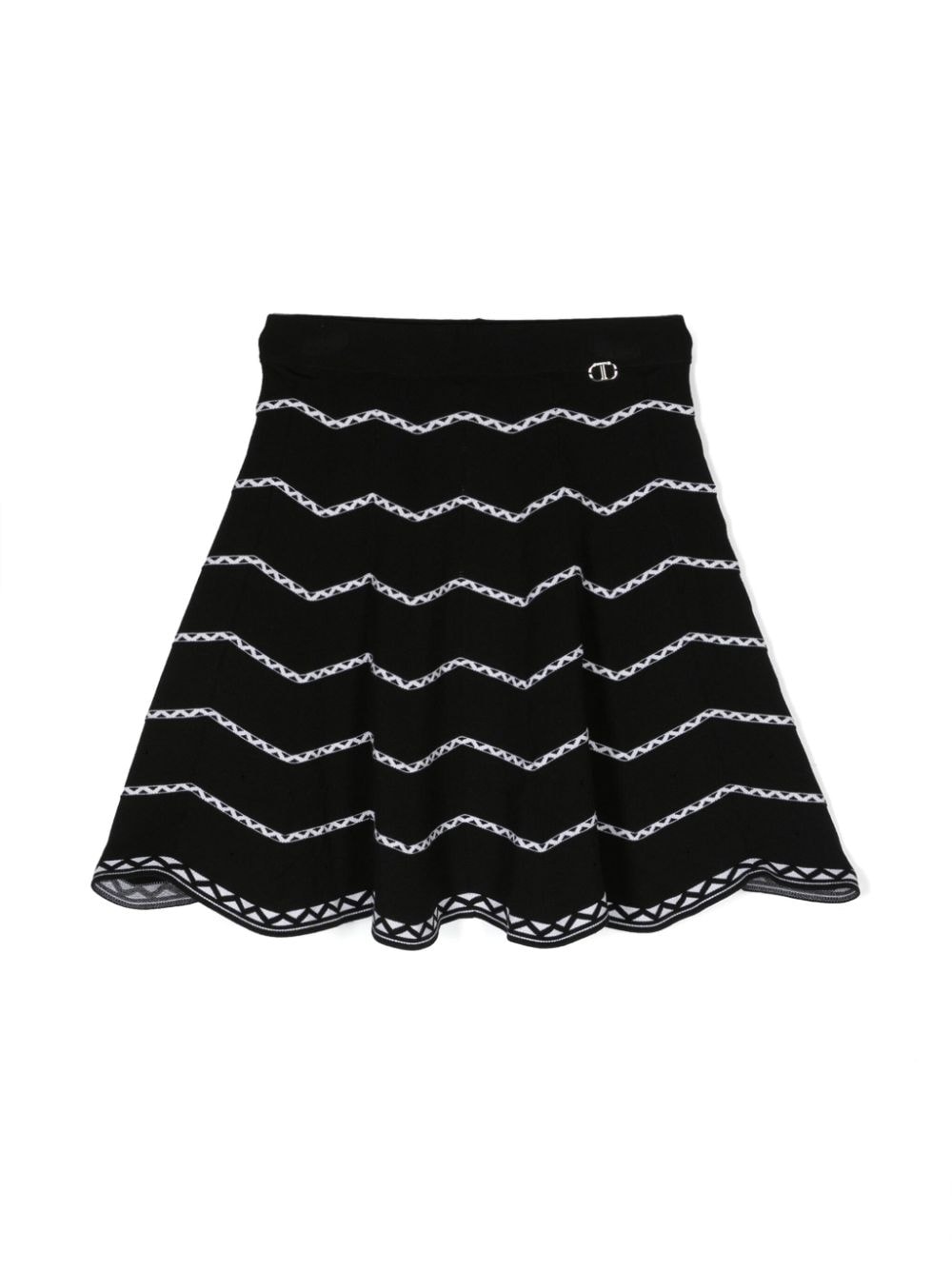 TWINSET Kids chevron-knit flared skirt - Black von TWINSET Kids