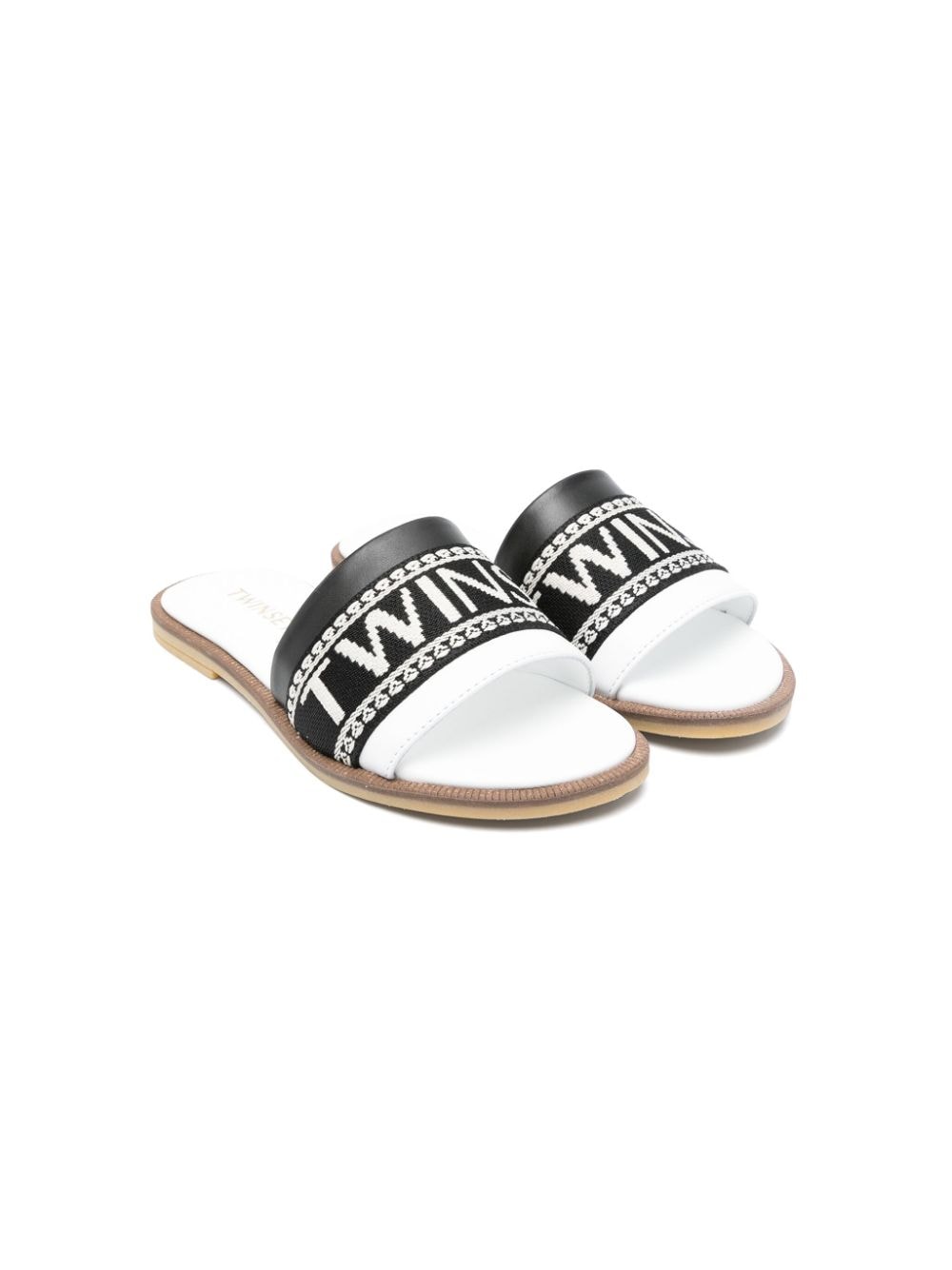 TWINSET Kids embroidered-logo flat sandals - White von TWINSET Kids