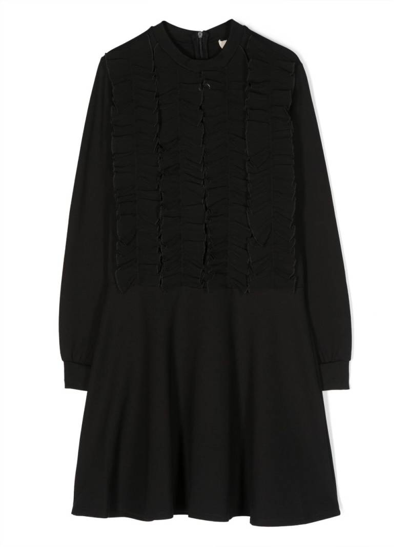 TWINSET Kids georgette ruffle jersey dress - Black von TWINSET Kids