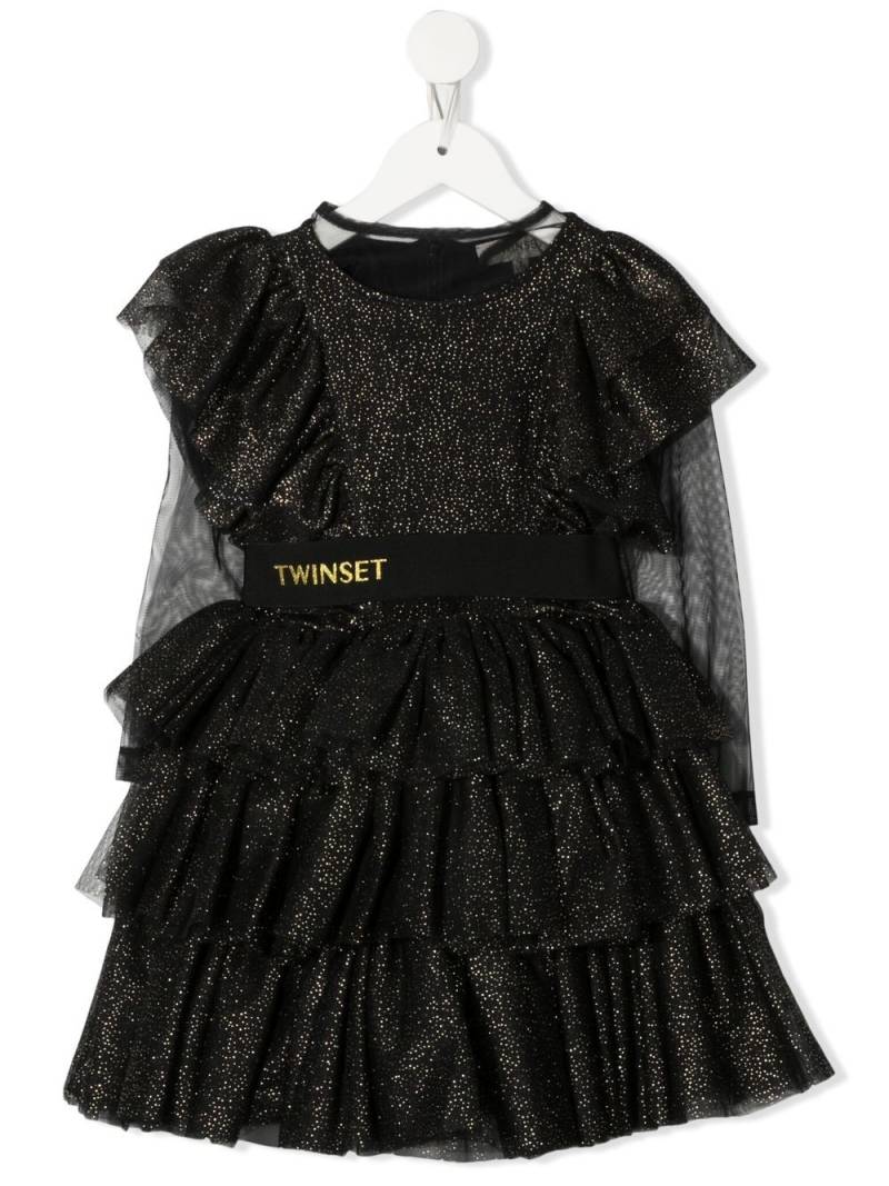 TWINSET Kids glitter ruffled tulle dress - Black von TWINSET Kids