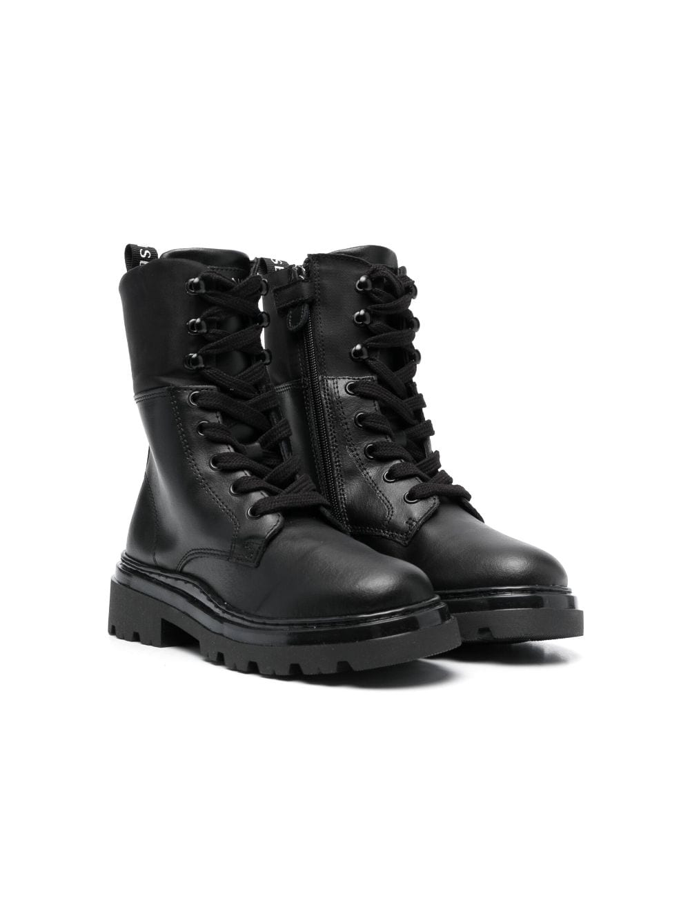 TWINSET Kids leather combat boots - Black von TWINSET Kids