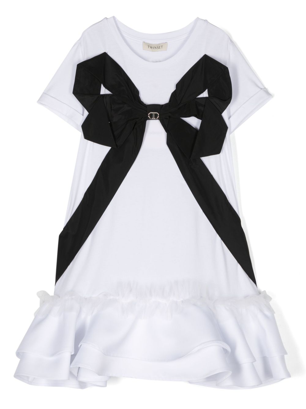 TWINSET Kids logo-plaque bow mini dress - White von TWINSET Kids