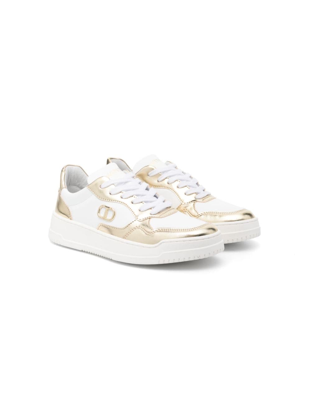 TWINSET Kids logo-plaque leather sneakers - White von TWINSET Kids