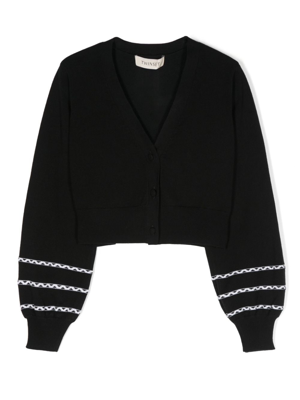 TWINSET Kids logo-plaque striped cardigan - Black von TWINSET Kids