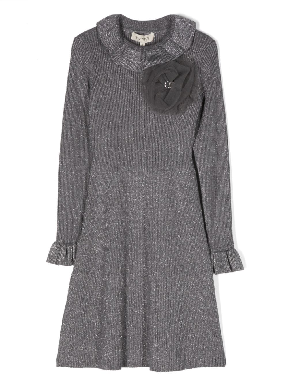 TWINSET Kids ribbed-knit glitter dress - Grey von TWINSET Kids