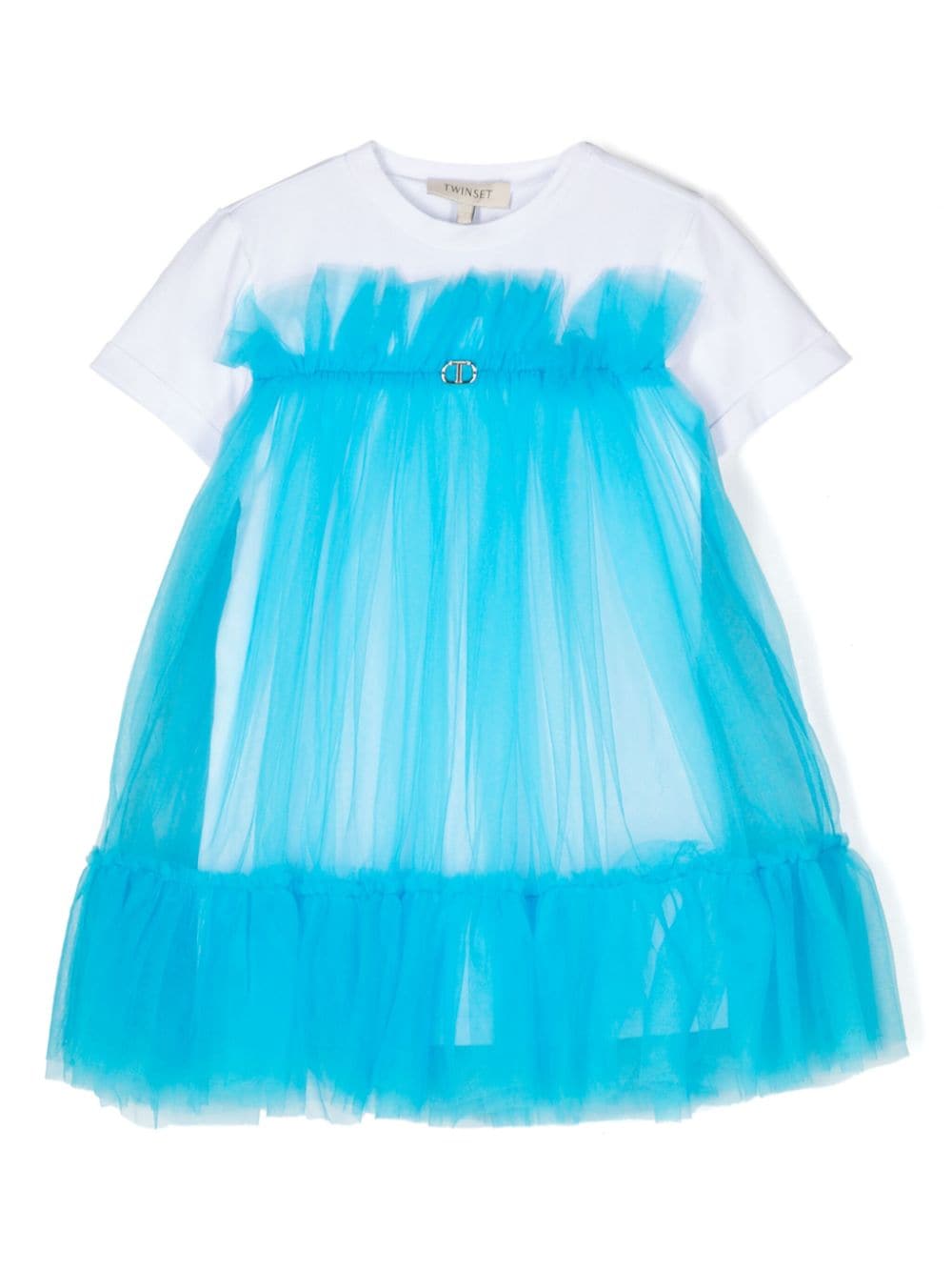 TWINSET Kids ruffled tulle-overlay minidress - Blue von TWINSET Kids