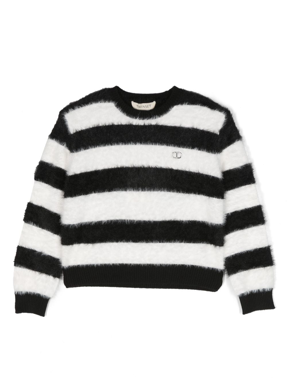 TWINSET Kids striped brushed jumper - White von TWINSET Kids