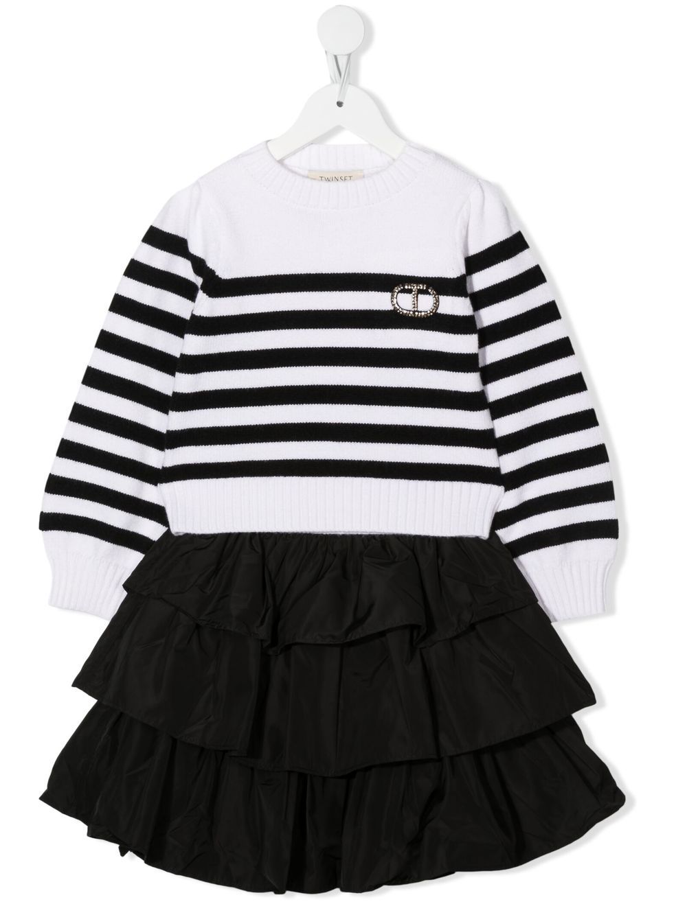 TWINSET Kids striped jumper & flounce skirt - White von TWINSET Kids