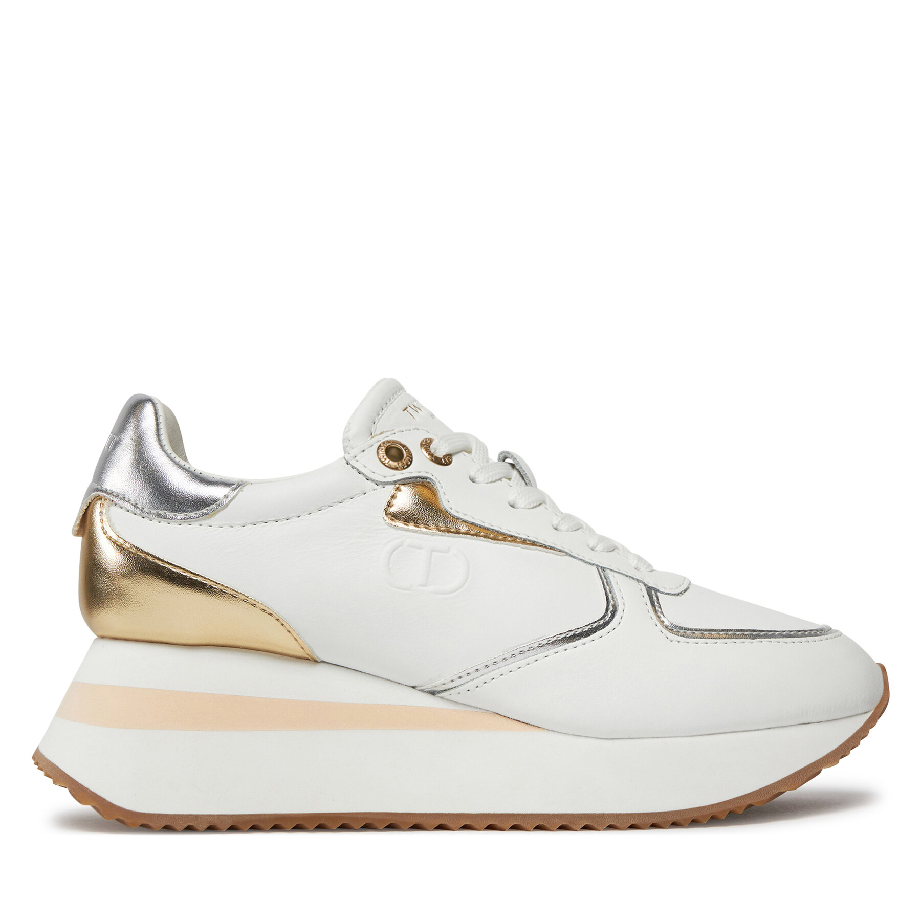 Sneakers TWINSET 241TCP080 Bianco Ottico/Gold/Silver 11339 von TWINSET