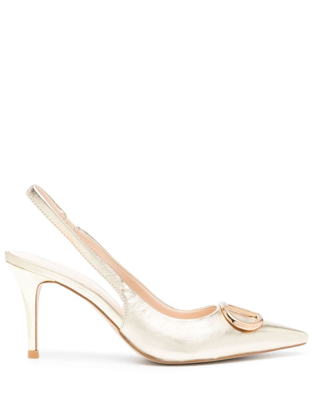 TWINSET Oval T 80mm metallic leather pumps - Gold von TWINSET