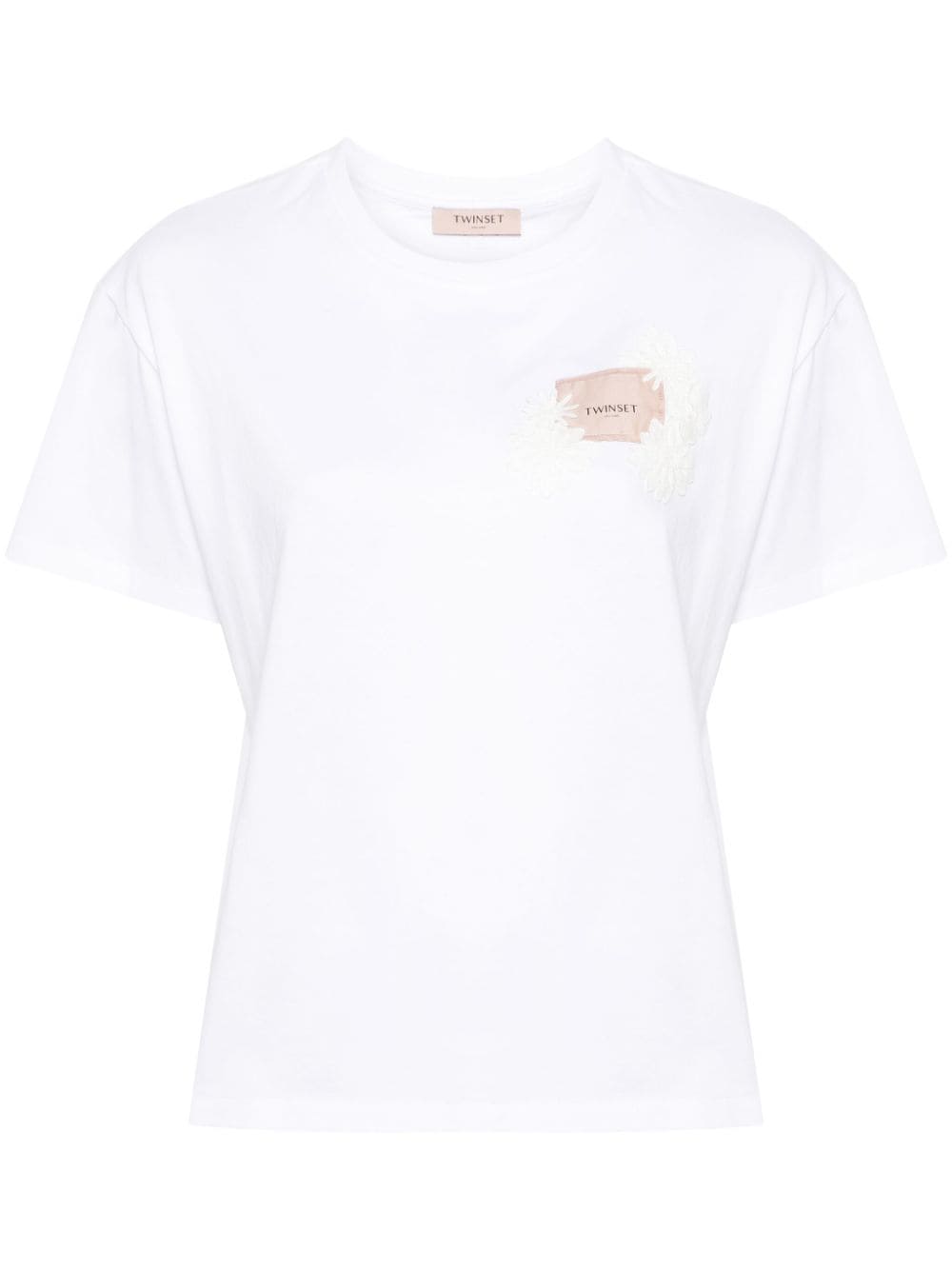 TWINSET Oval T Floreal cotton T-shirt - White von TWINSET