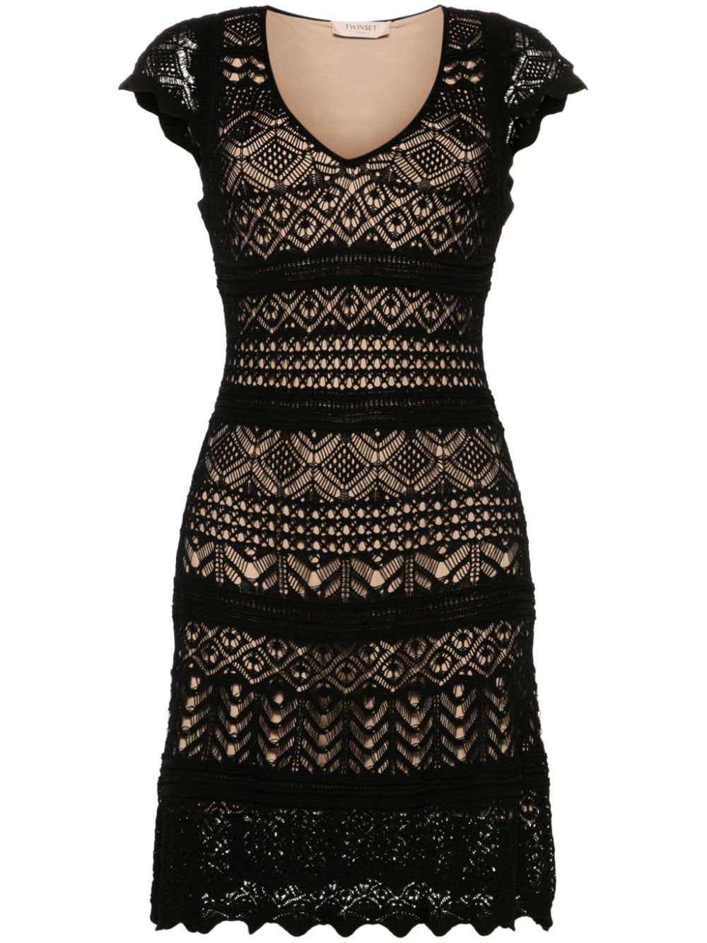 TWINSET V-neck knitted dress - Black von TWINSET