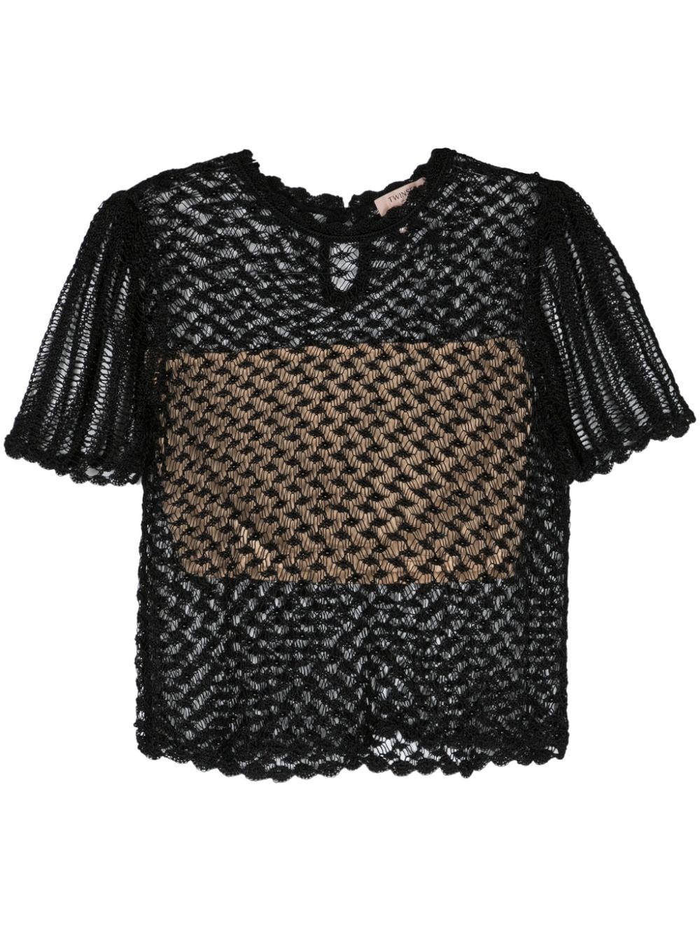 TWINSET beaded open-knit T-shirt - Black von TWINSET