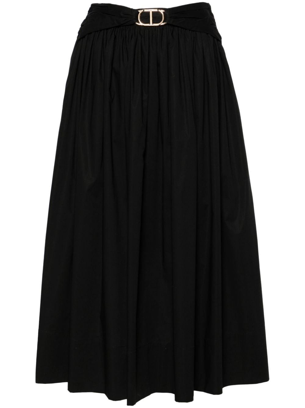 TWINSET belted flared midi skirt - Black von TWINSET