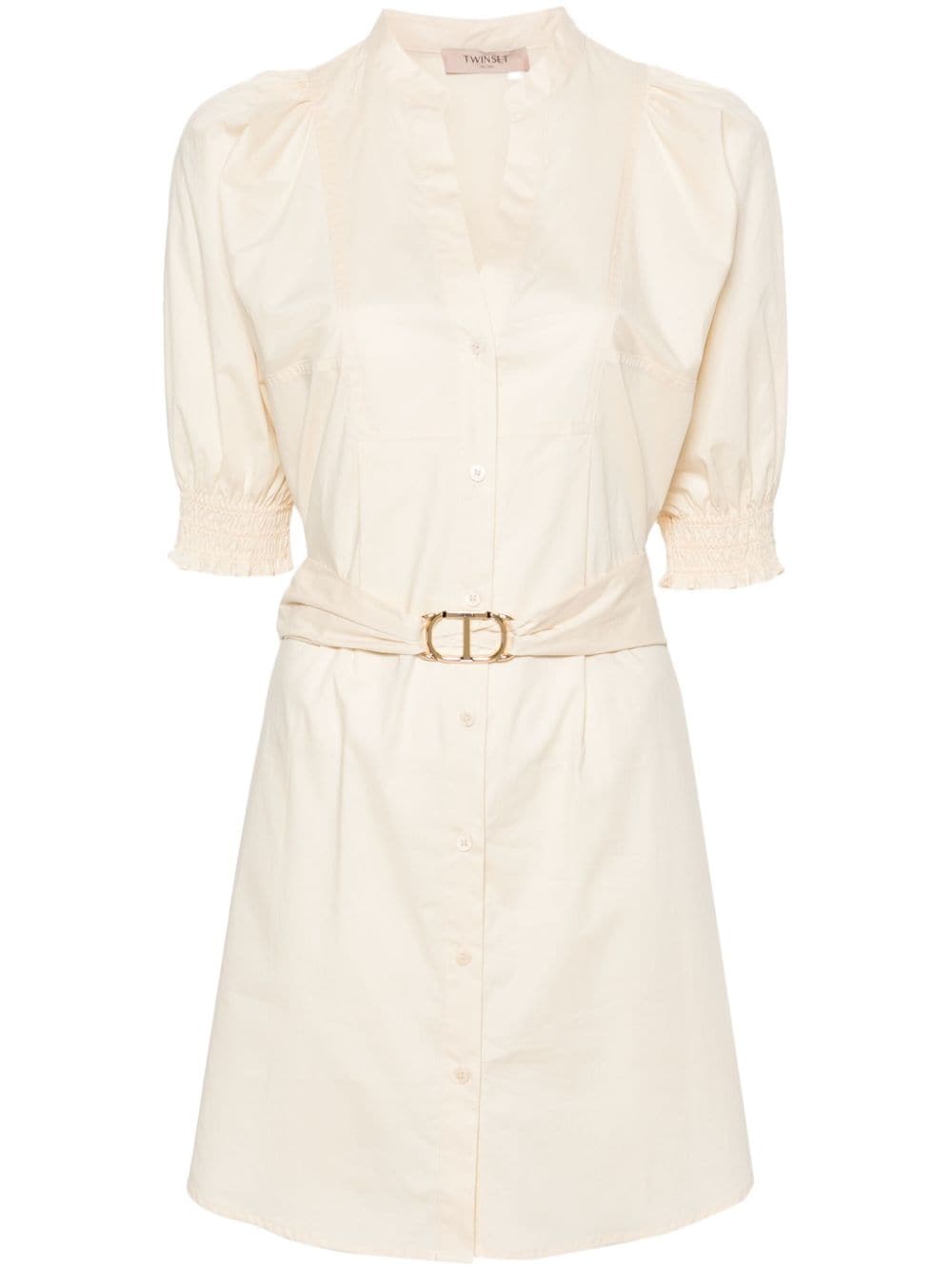 TWINSET belted shirt minidress - Neutrals von TWINSET