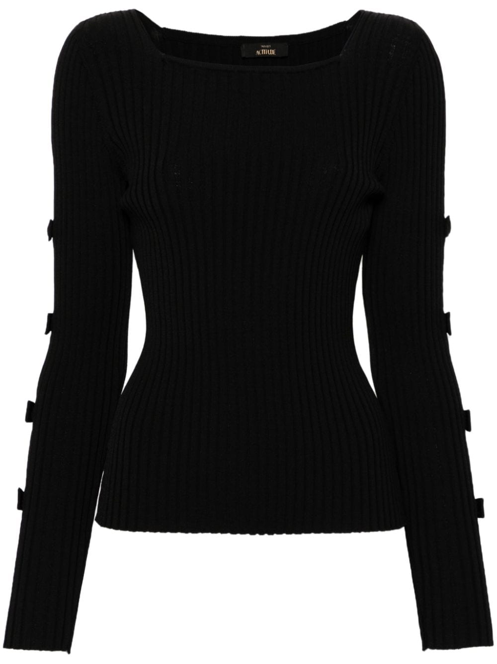 TWINSET bow-detail ribbed top - Black von TWINSET