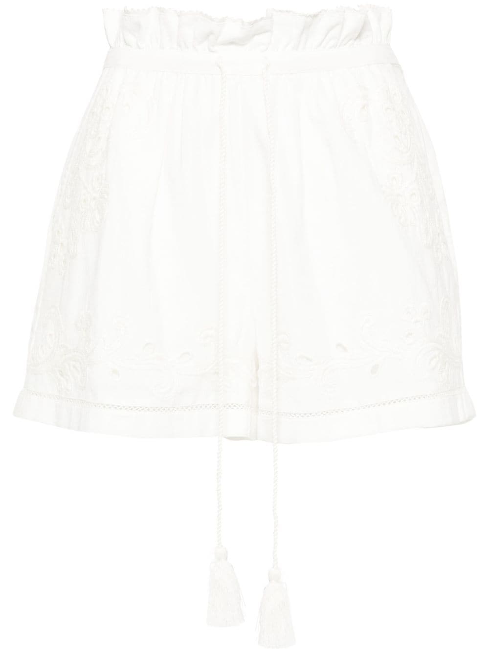 TWINSET broderie-anglaise paperbag shorts - White von TWINSET