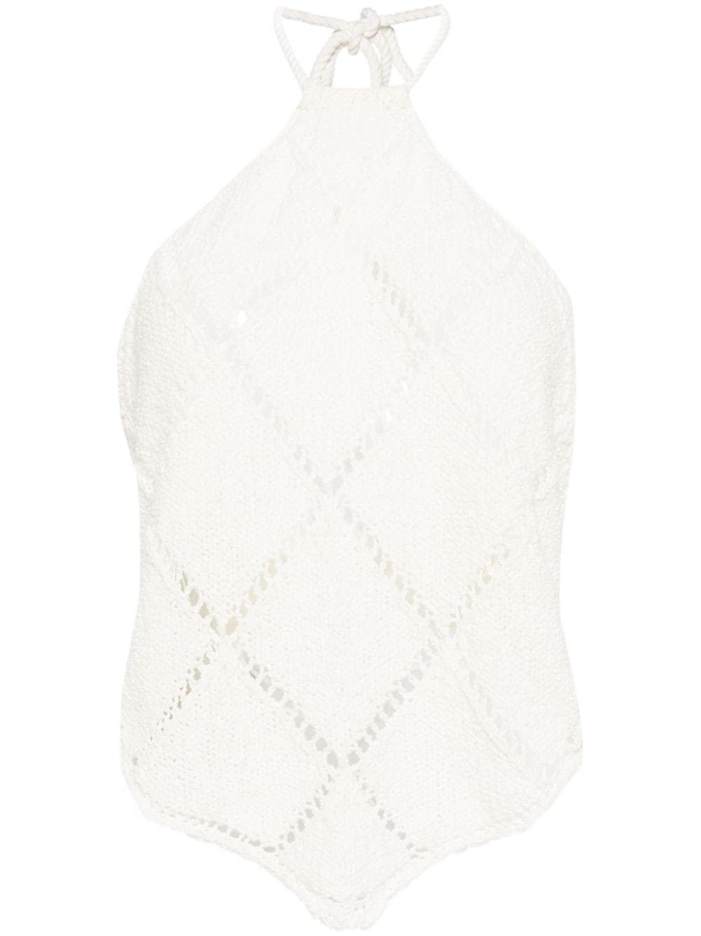 TWINSET diamond-pattern feather-detail top - Neutrals von TWINSET