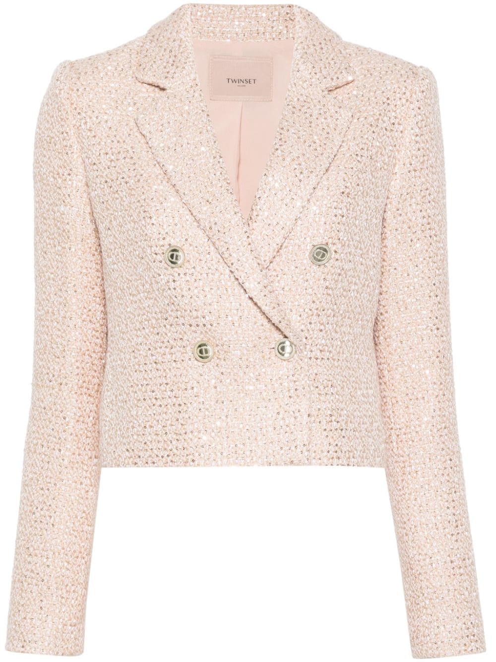 TWINSET double-breasted bouclé blazer - Pink von TWINSET