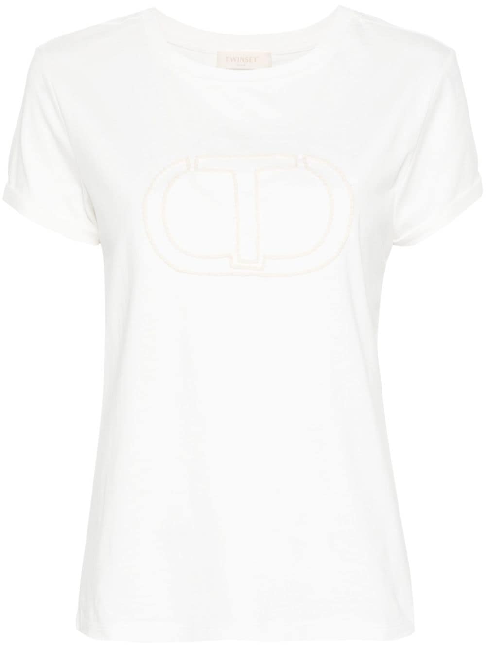 TWINSET embroidered-logo cotton T-shirt - White von TWINSET