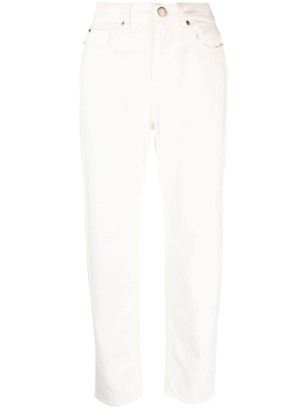 TWINSET embroidered-logo straight-leg denim trousers - White von TWINSET