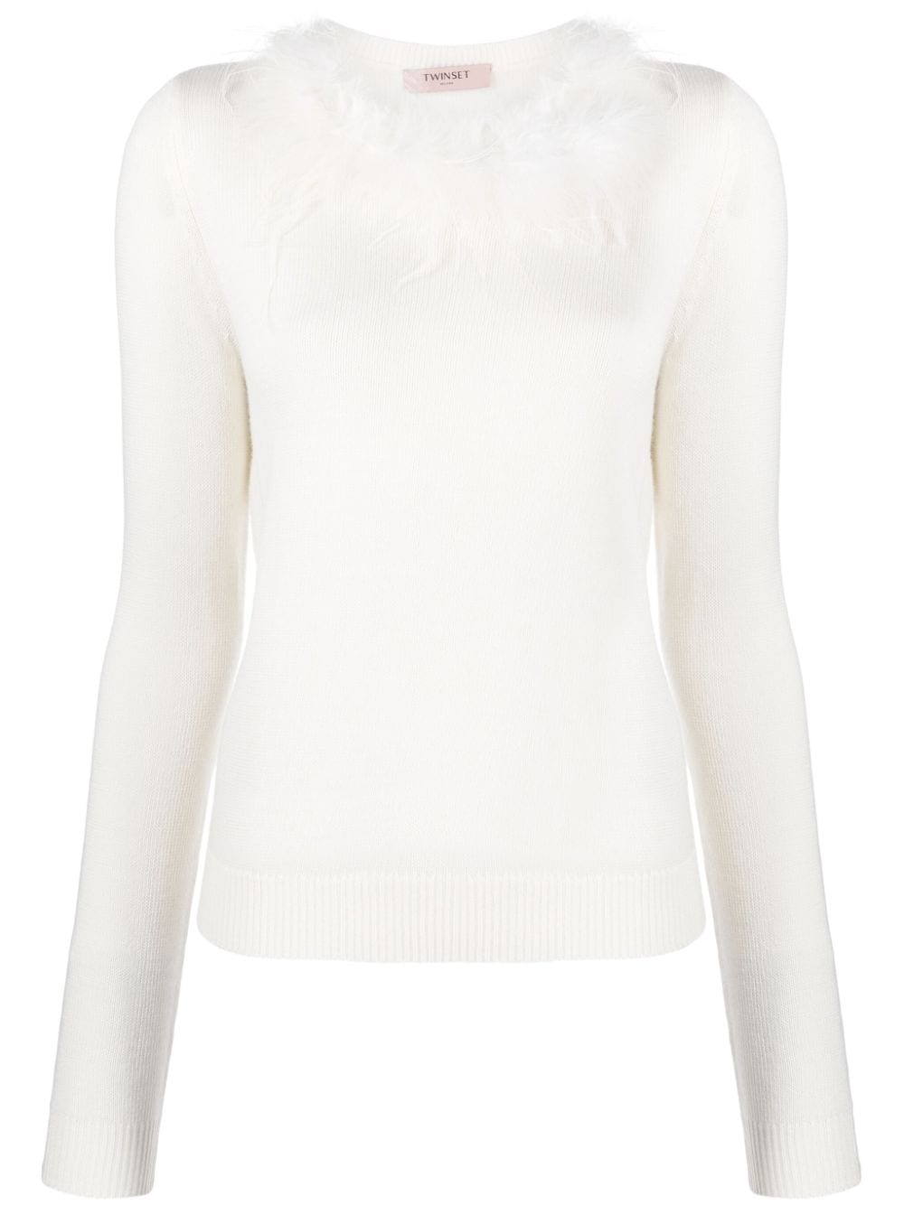TWINSET faux fur-trim knitted top - White von TWINSET