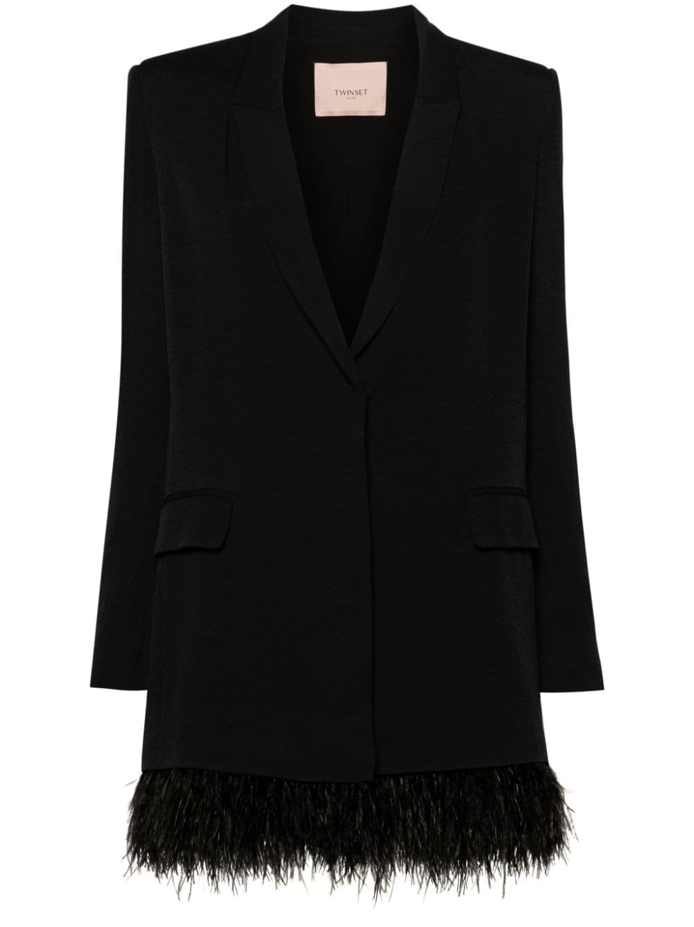 TWINSET feather-trim blazer minidress - Black von TWINSET