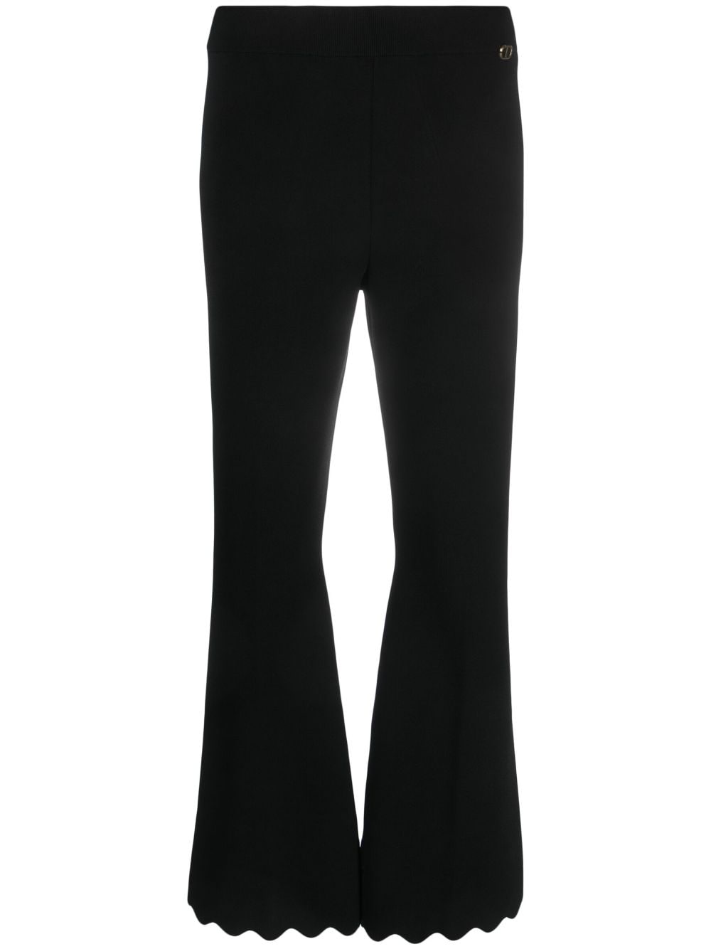 TWINSET flared scallop-trim trousers - Black von TWINSET
