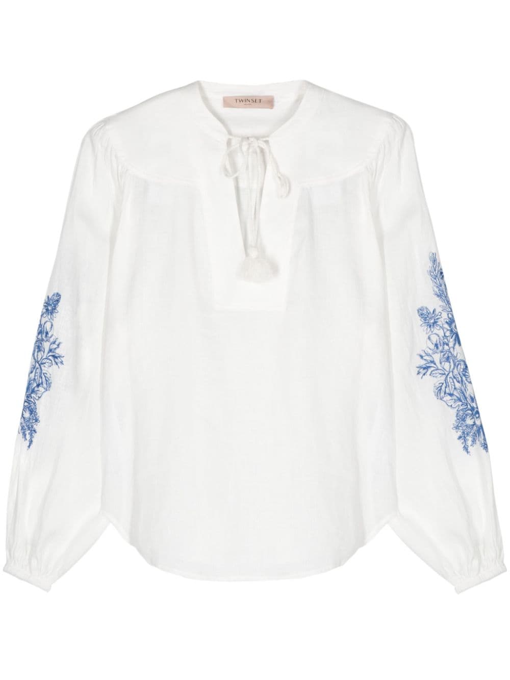 TWINSET floral-embroidery chambray blouse - White von TWINSET