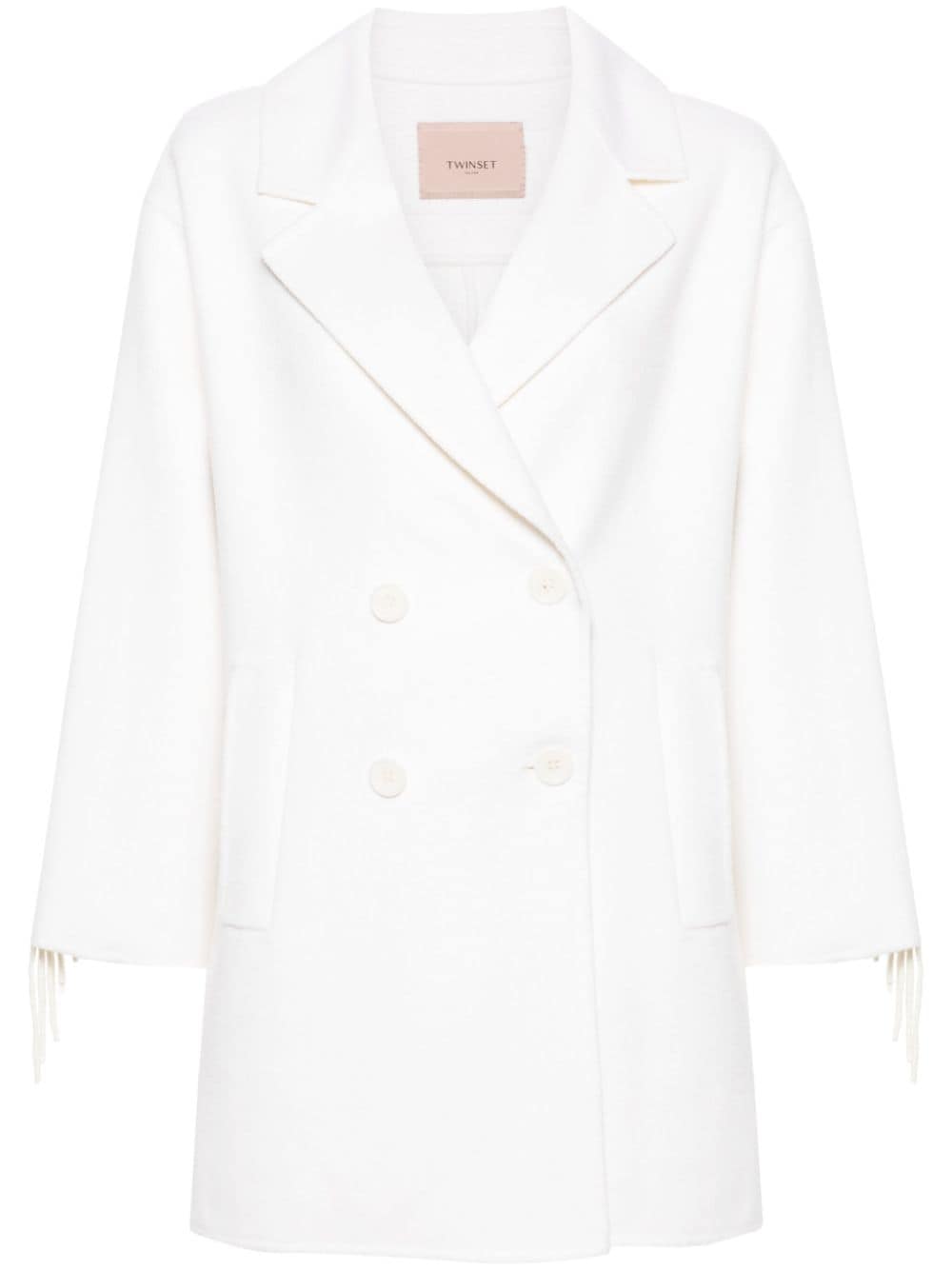 TWINSET fringed double-breasted coat - White von TWINSET