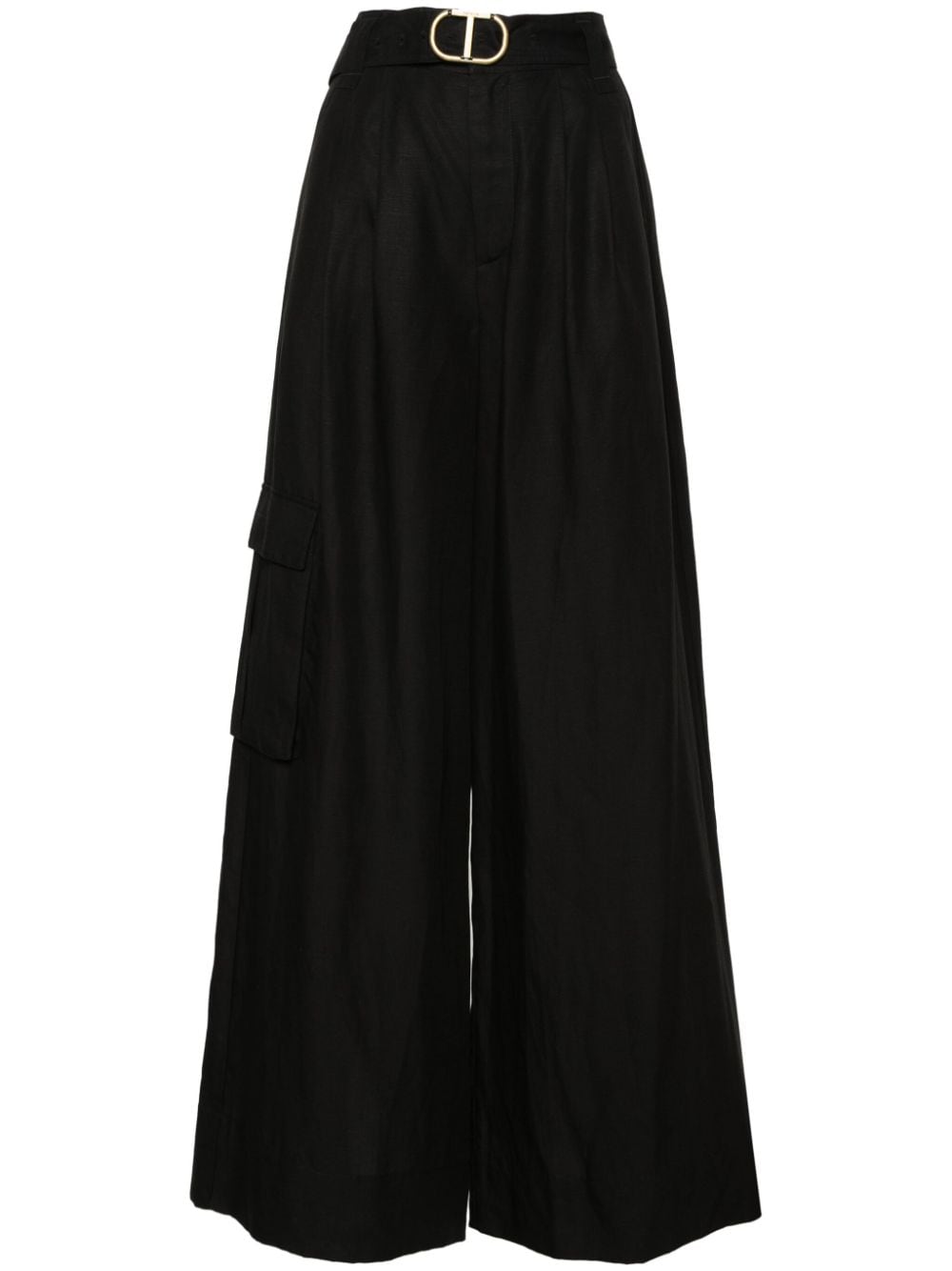 TWINSET high-waist wide-leg trousers - Black von TWINSET