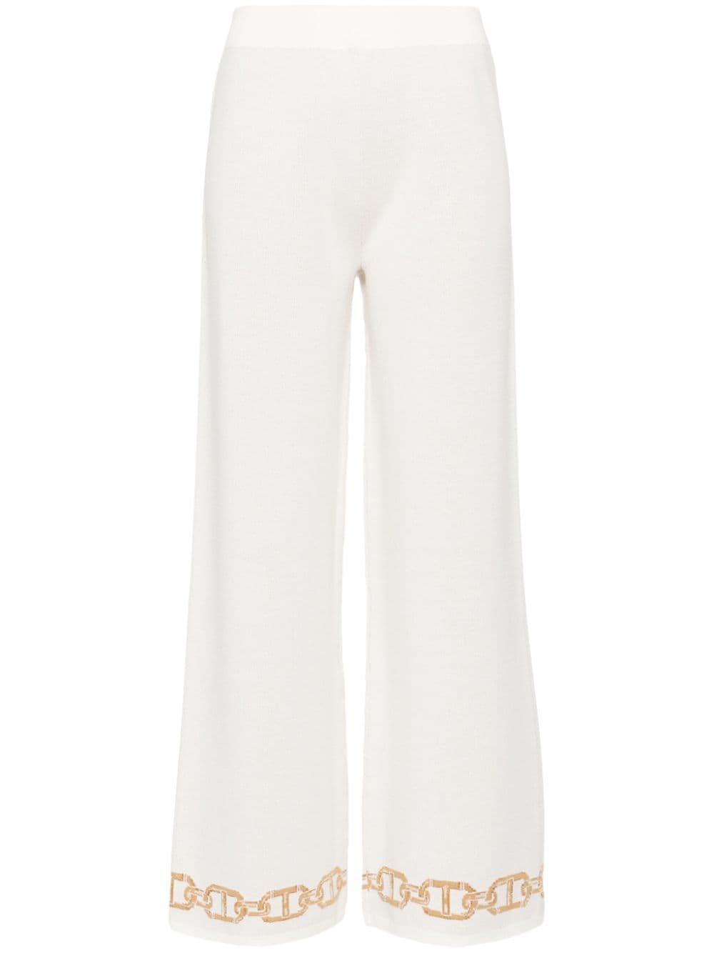 TWINSET intarsia-knit straight trousers - White von TWINSET