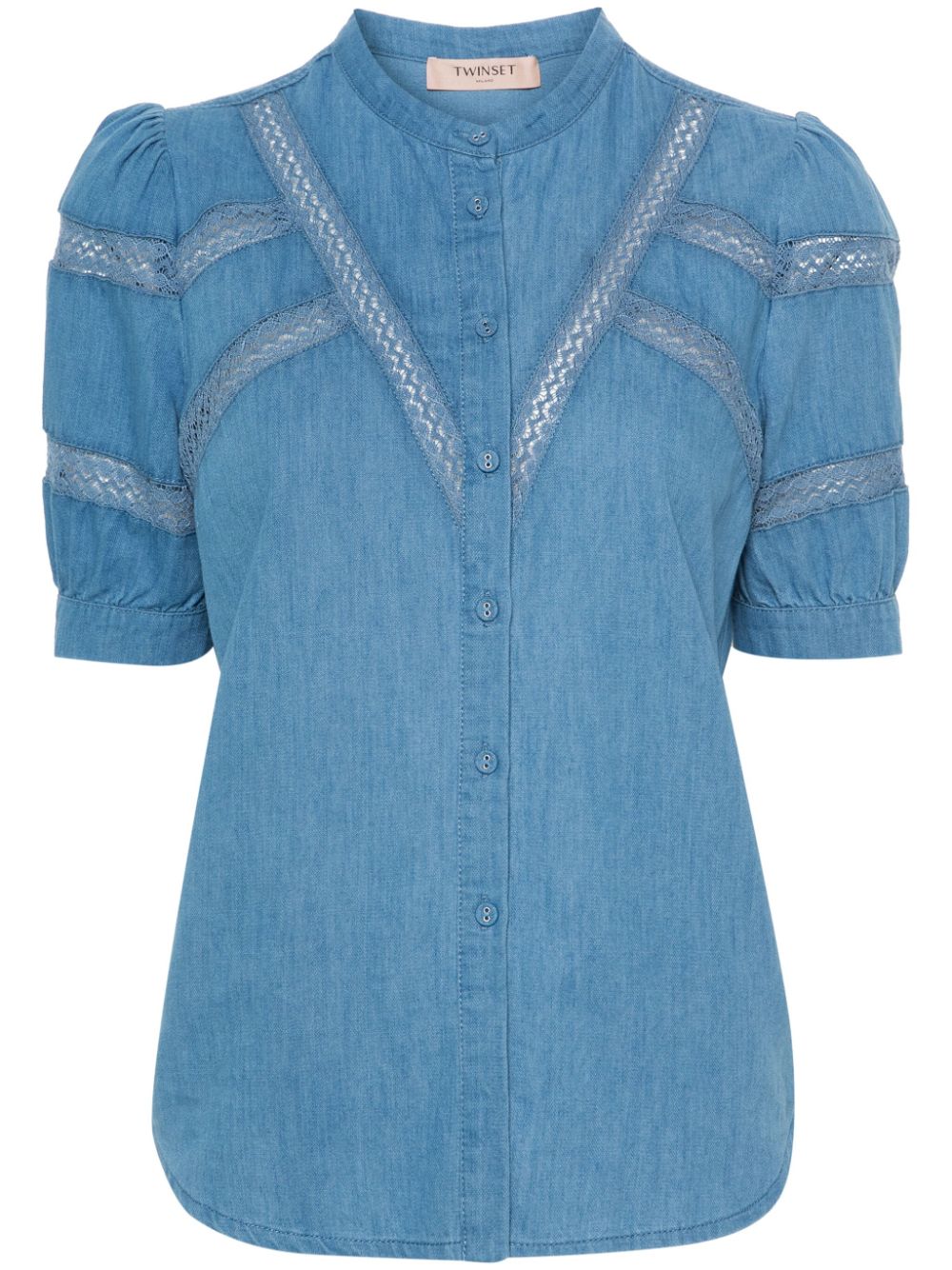 TWINSET lace-trim denim shirt - Blue von TWINSET