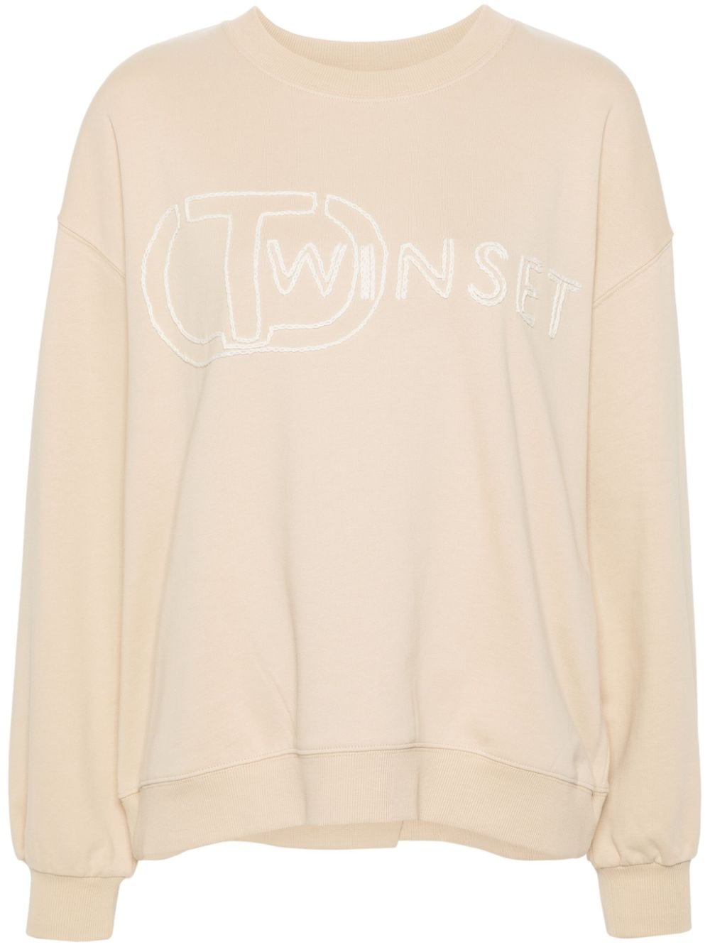 TWINSET logo-embroidered cotton sweatshirt - Neutrals von TWINSET