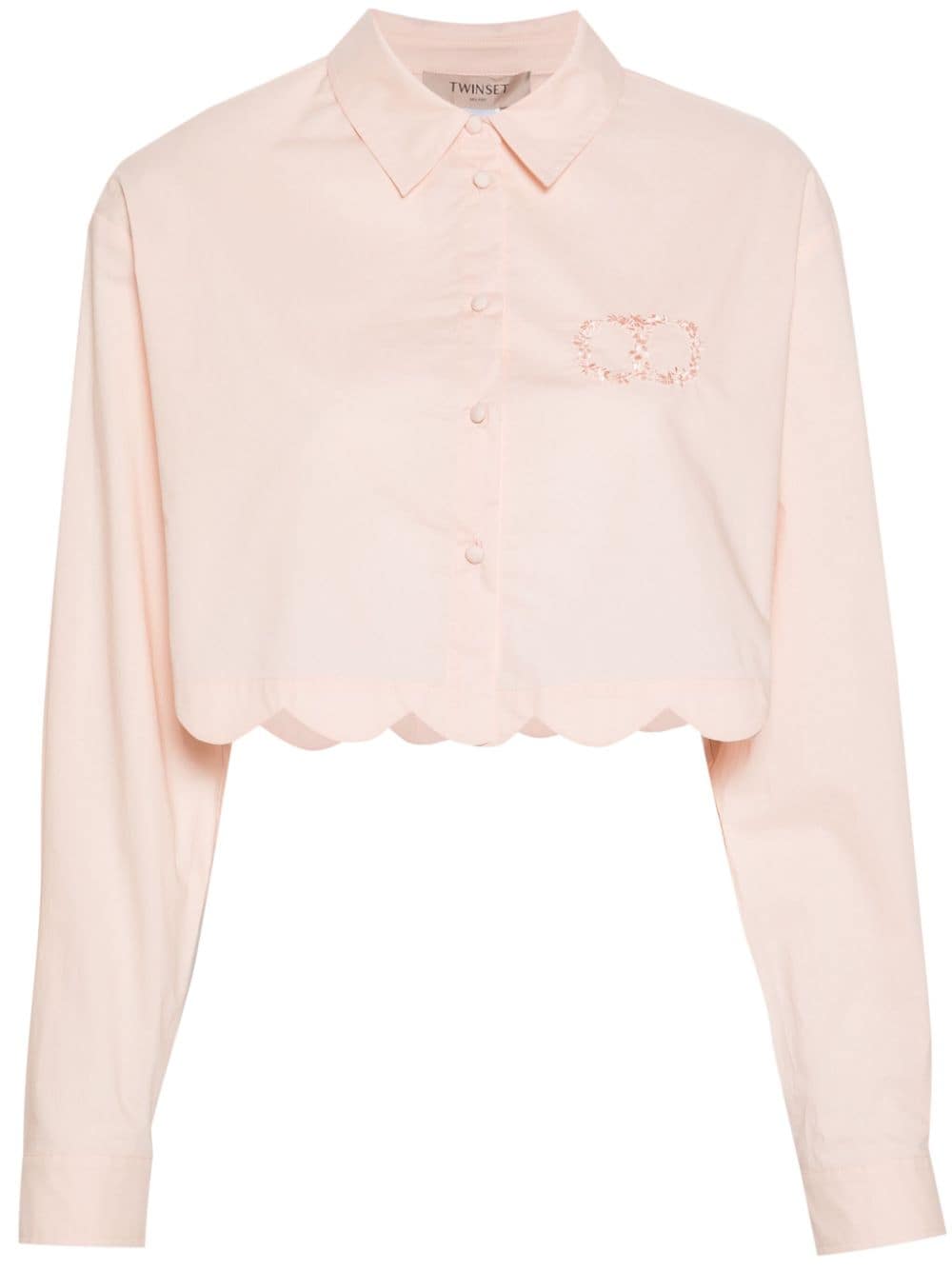 TWINSET logo-embroidered cropped shirt - Pink von TWINSET