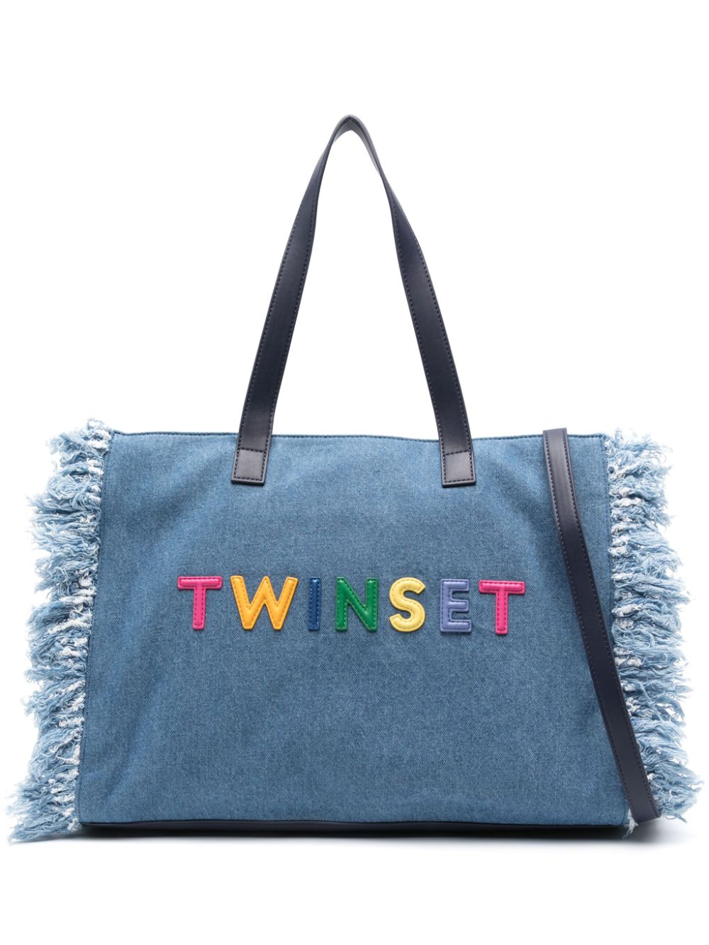 TWINSET logo-lettering denim tote bag - Blue von TWINSET