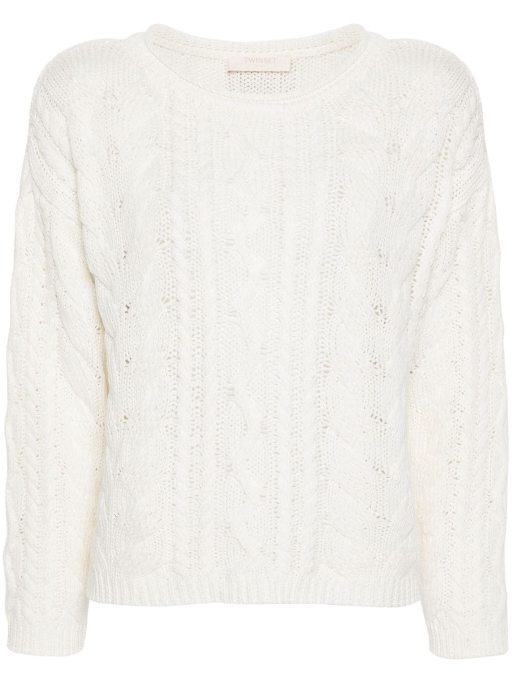 TWINSET logo-patch cable-knit jumper - White von TWINSET