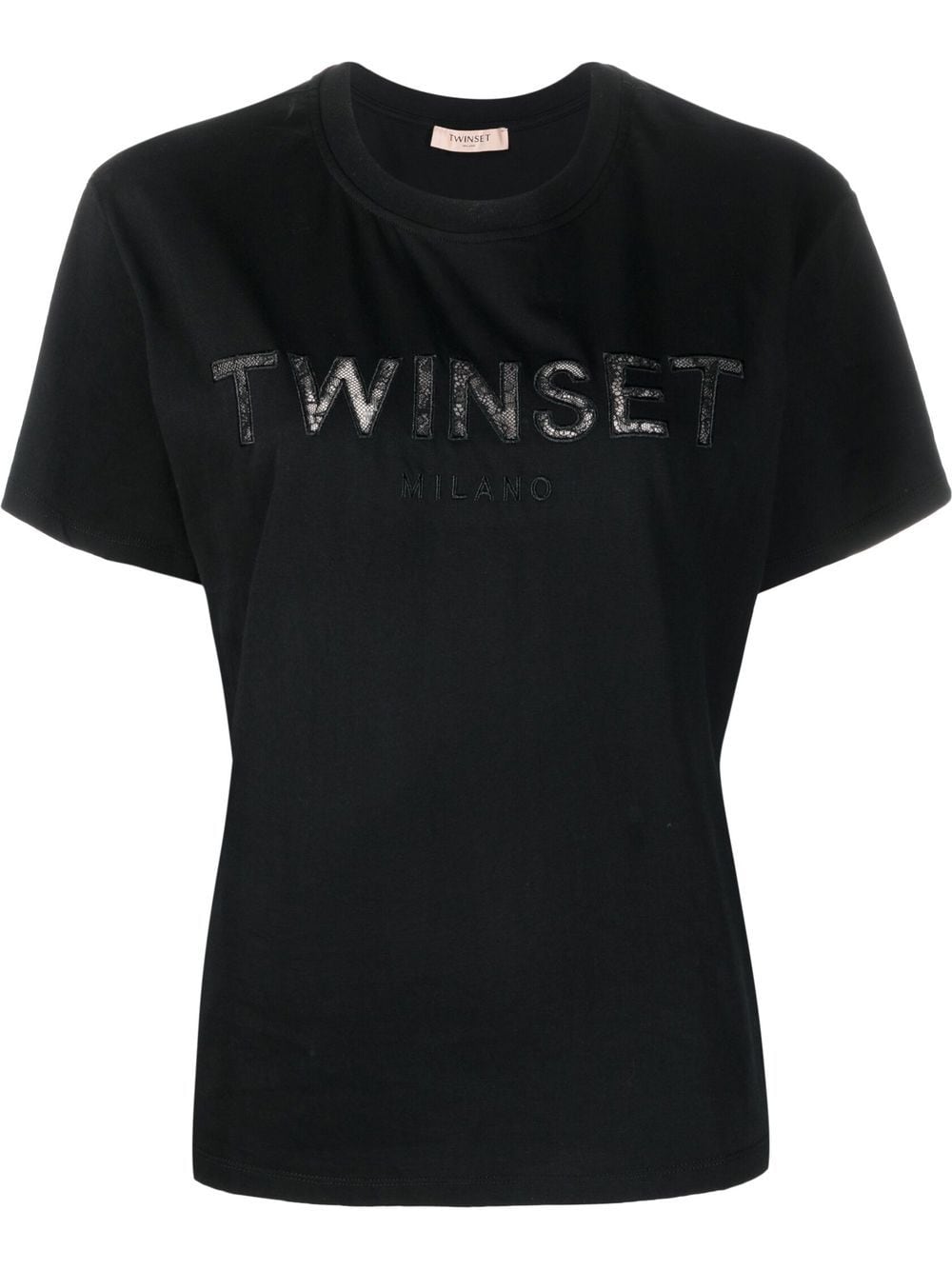 TWINSET logo-patch cotton T-shirt - Black von TWINSET