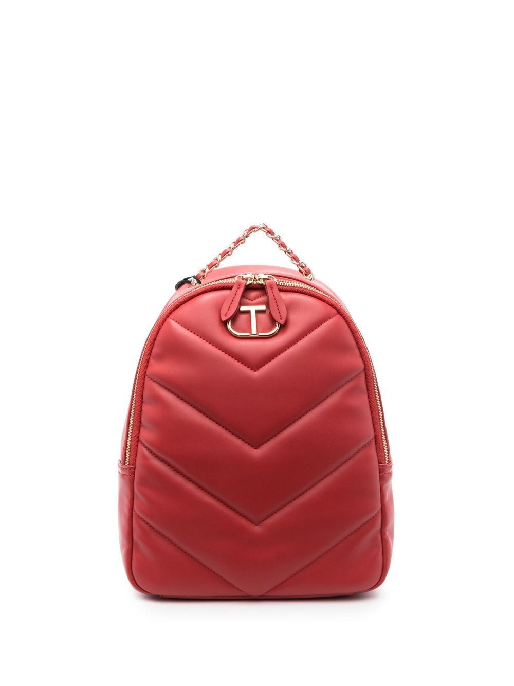 TWINSET logo-plaque faux-leather backpack - Red von TWINSET